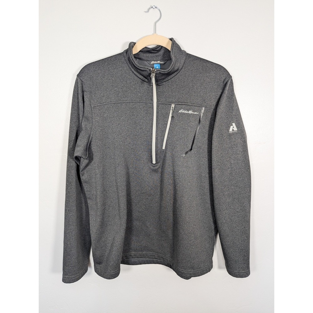 Eddie Bauer Pullover Men XL Tall TXL Blue Gray First Ascent‎ Fleece 1/4 Zip